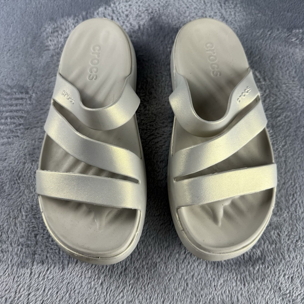 Crocs Women's Getaway Platform Strappy Sandals Slides Quartz 8 Iridescent Beach